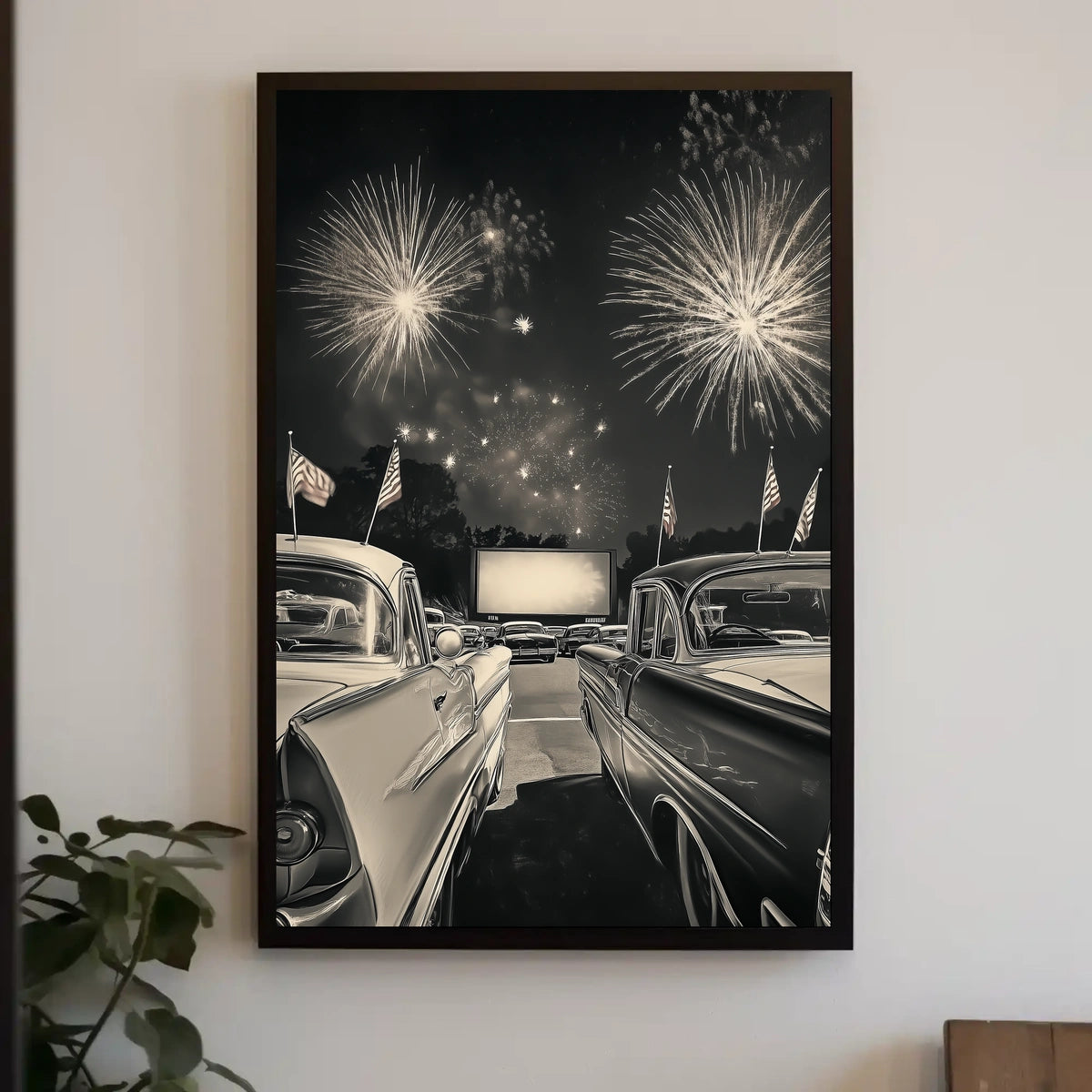 retro drive in movie night Poster