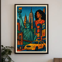 New York City Vibrant Cityscape Poster Abstract Wall Art