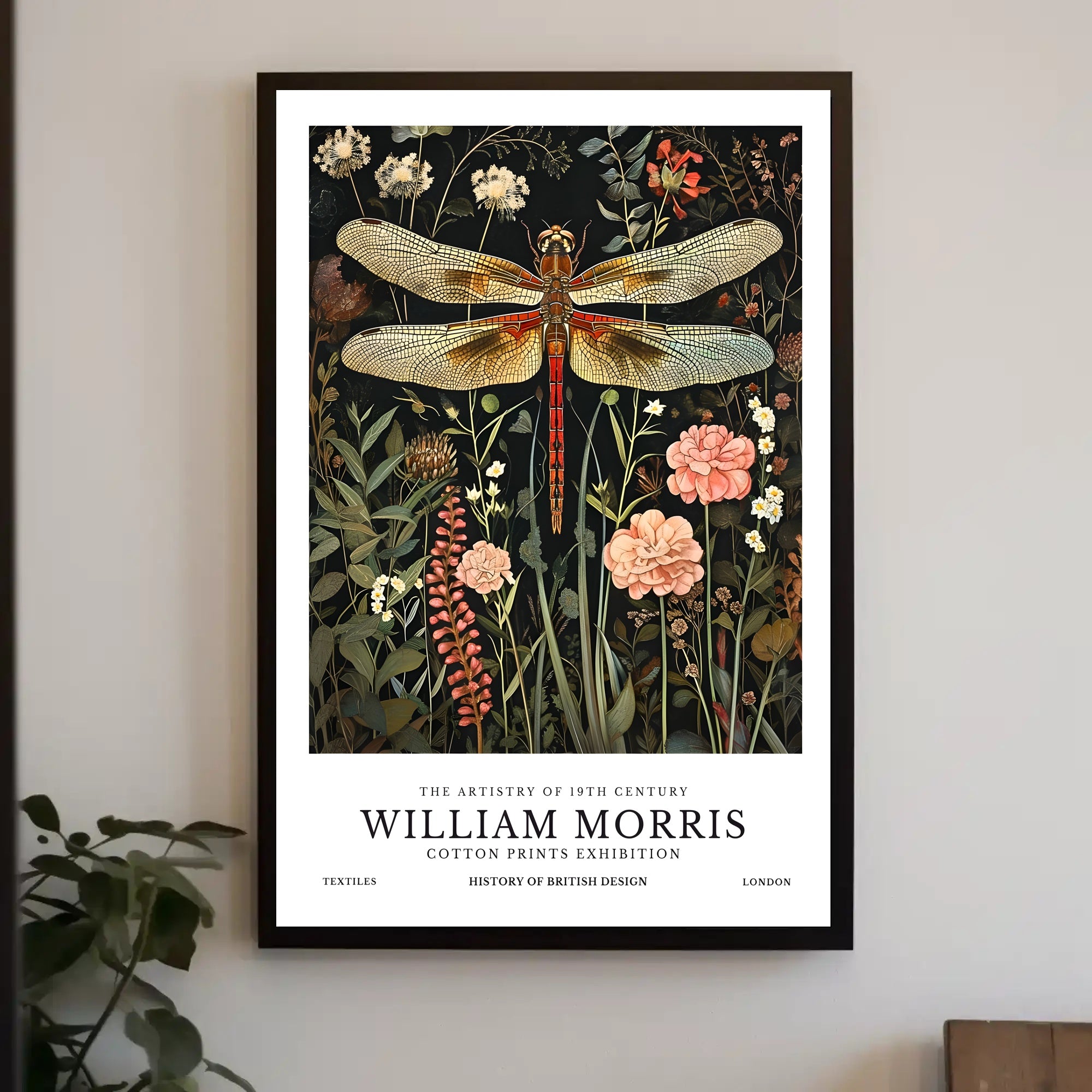 William Morris Dragonfly Textile Art Artistic Poster