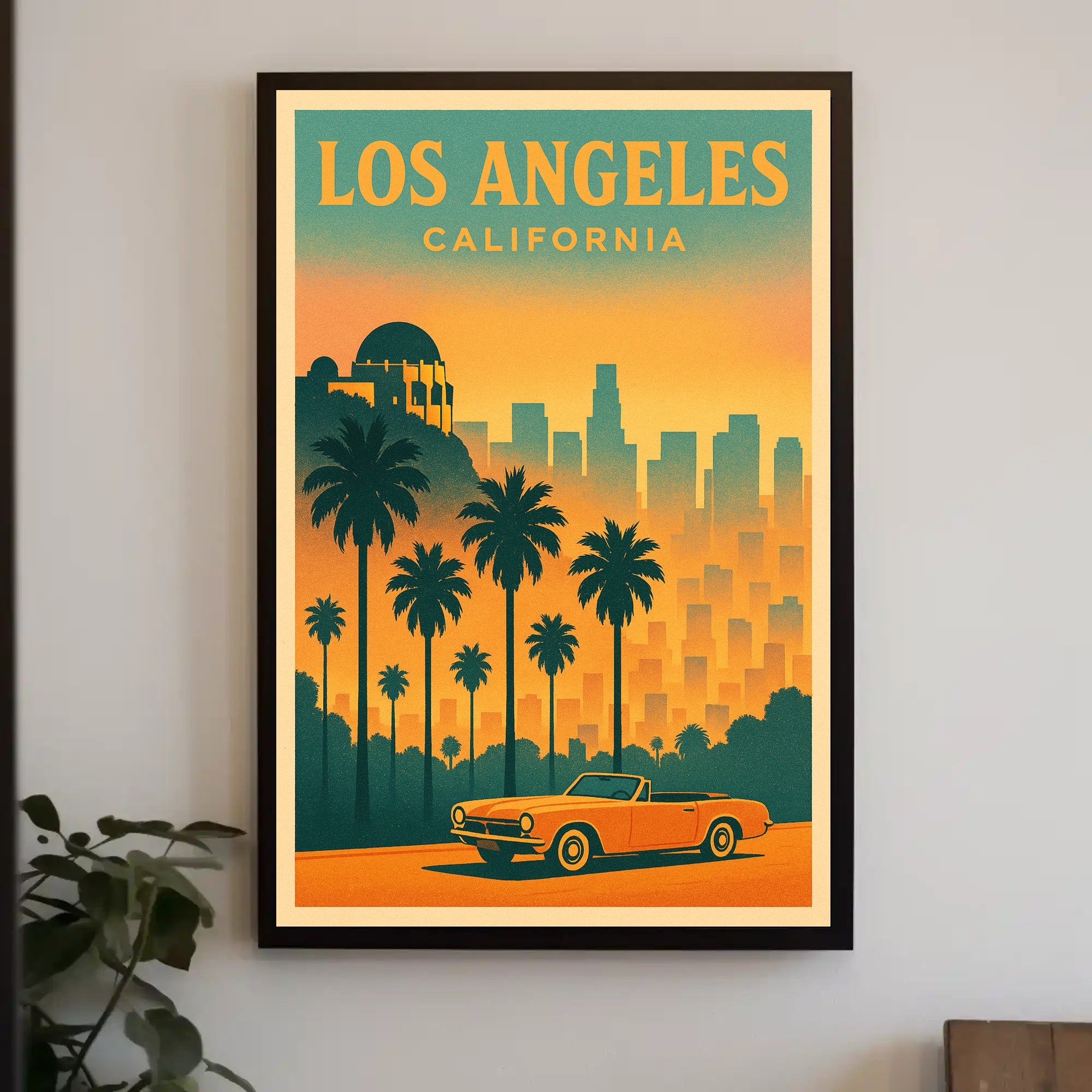 Los Angeles Retro Sunset Travel Poster