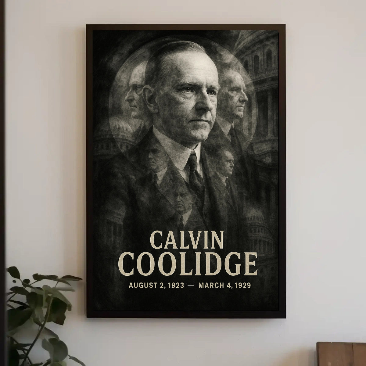 Calvin Coolidge 30th President of the United States Double Exposure Poster