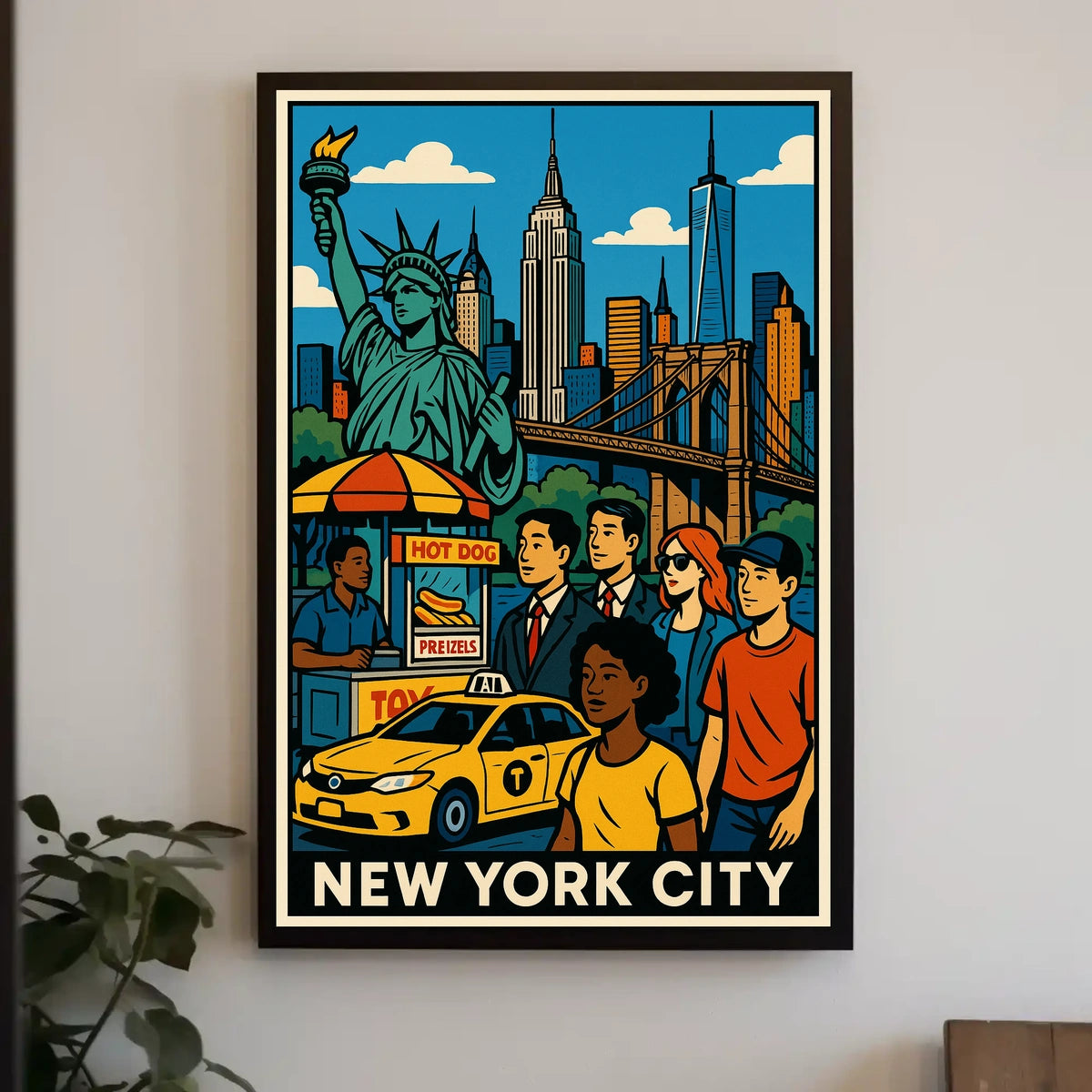 New York City Skyline Panorama Poster Modern Wall Art