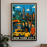 New York City Skyline Panorama Poster Modern Wall Art