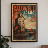 Caldwell Idaho Singal Light Grain Vintage Wanderlust Poster