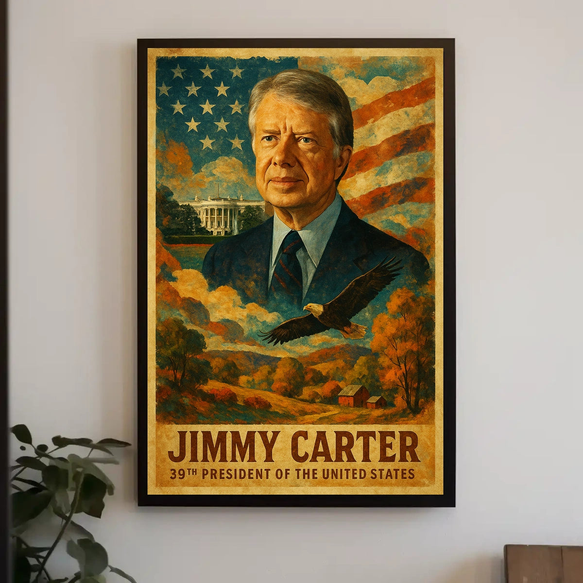 Jimmy Carter 39th President of the United States Layered Digital Collage Poster