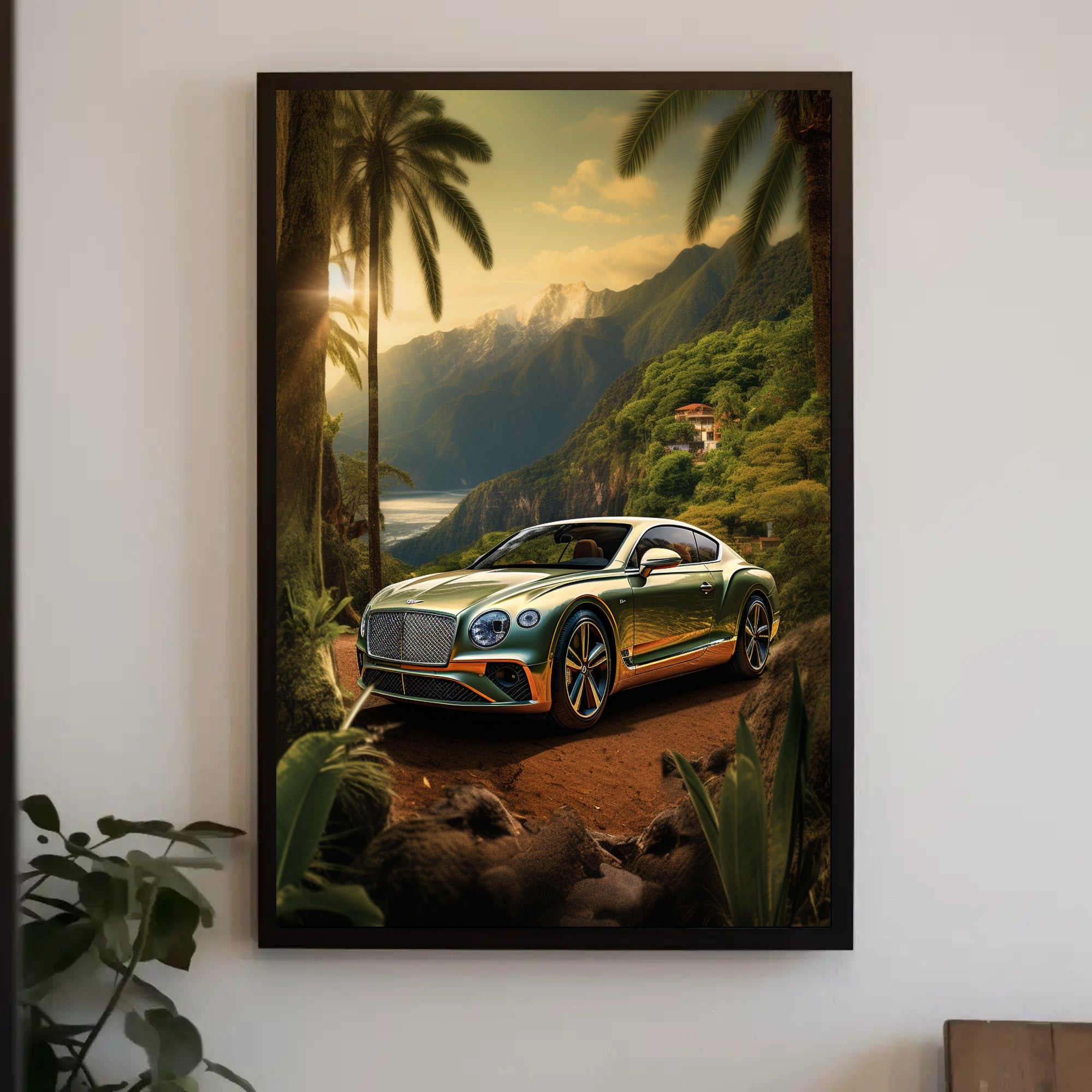 Luxury Car in Tropical Paradise Poster PosterGoat