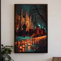 Post-Apocalyptic Urban Sunset: Nature Reclaims Cityscape PosterGoat