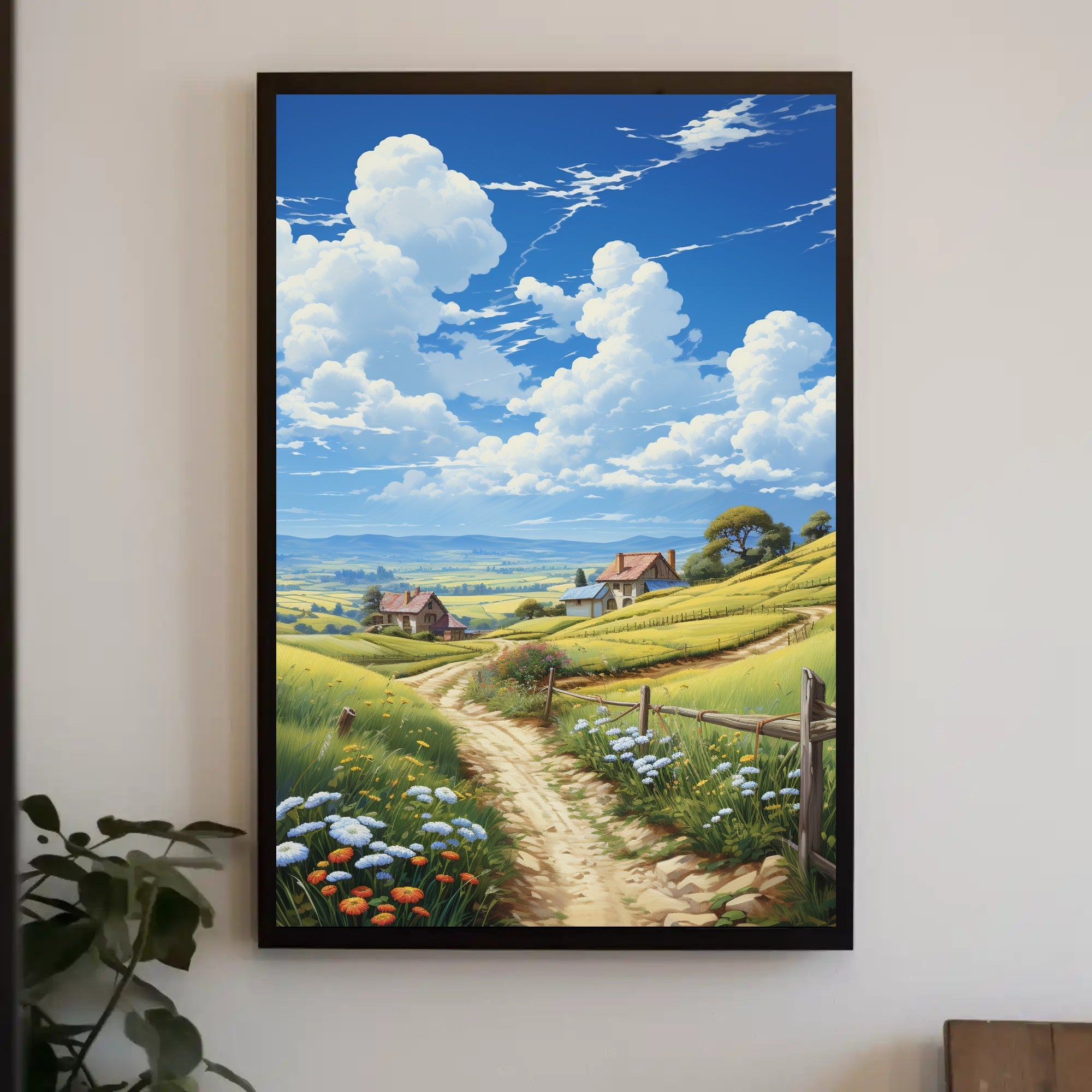 Idyllic Countryside Landscape Bright Artistic Rural Poster