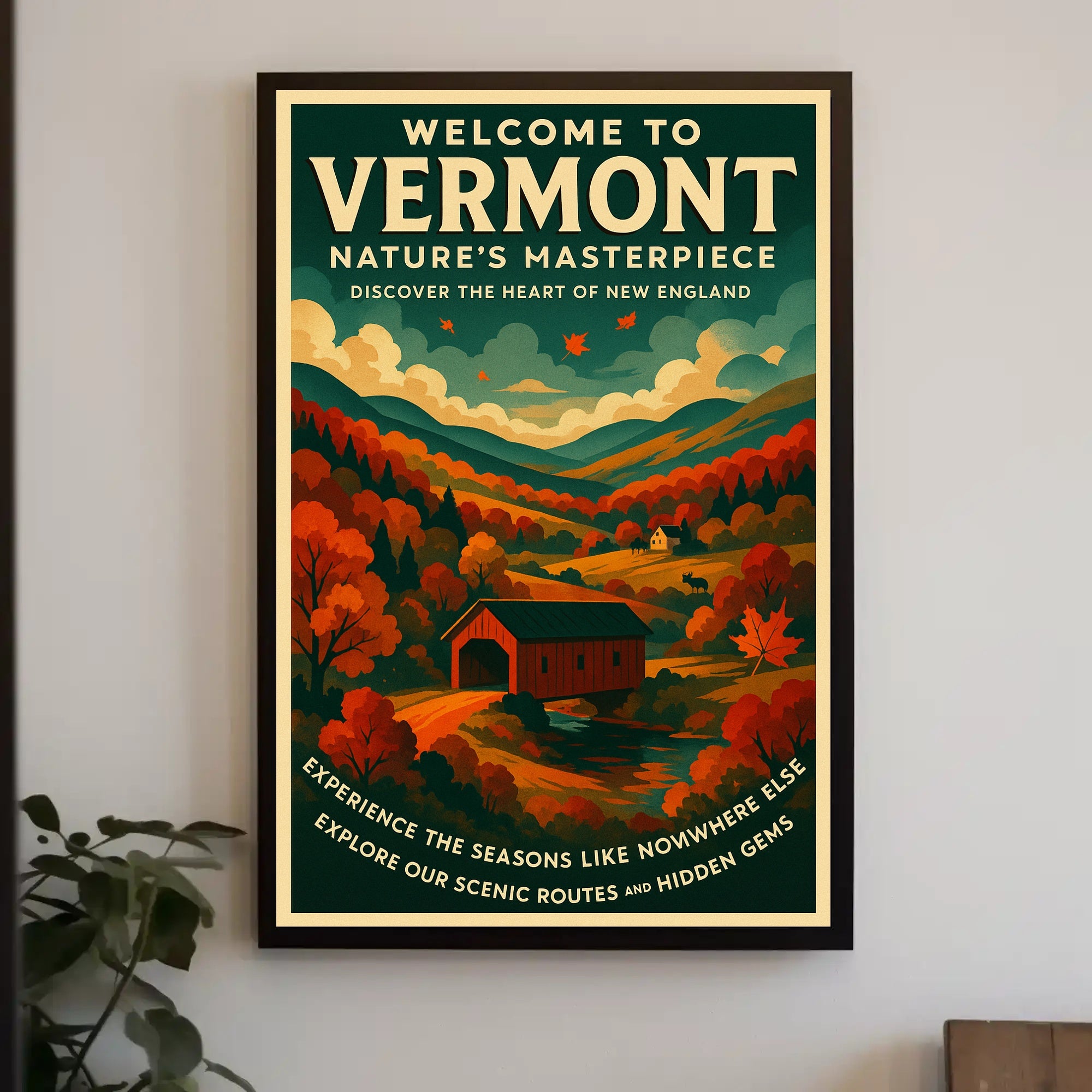 Vermont Scenic Poster Wall Art Print Vintage Travel