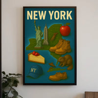 New York Nostalgia Cityscape Poster Vintage Wall Art