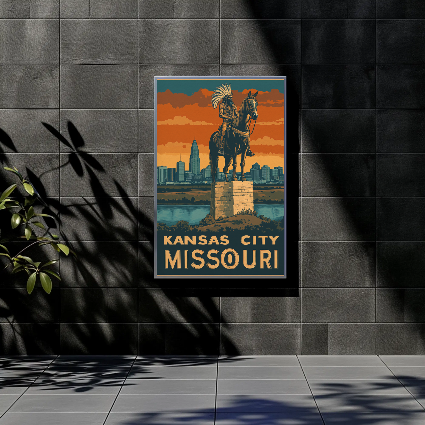 Kansas City Missouri Vintage Poster - Native Monument