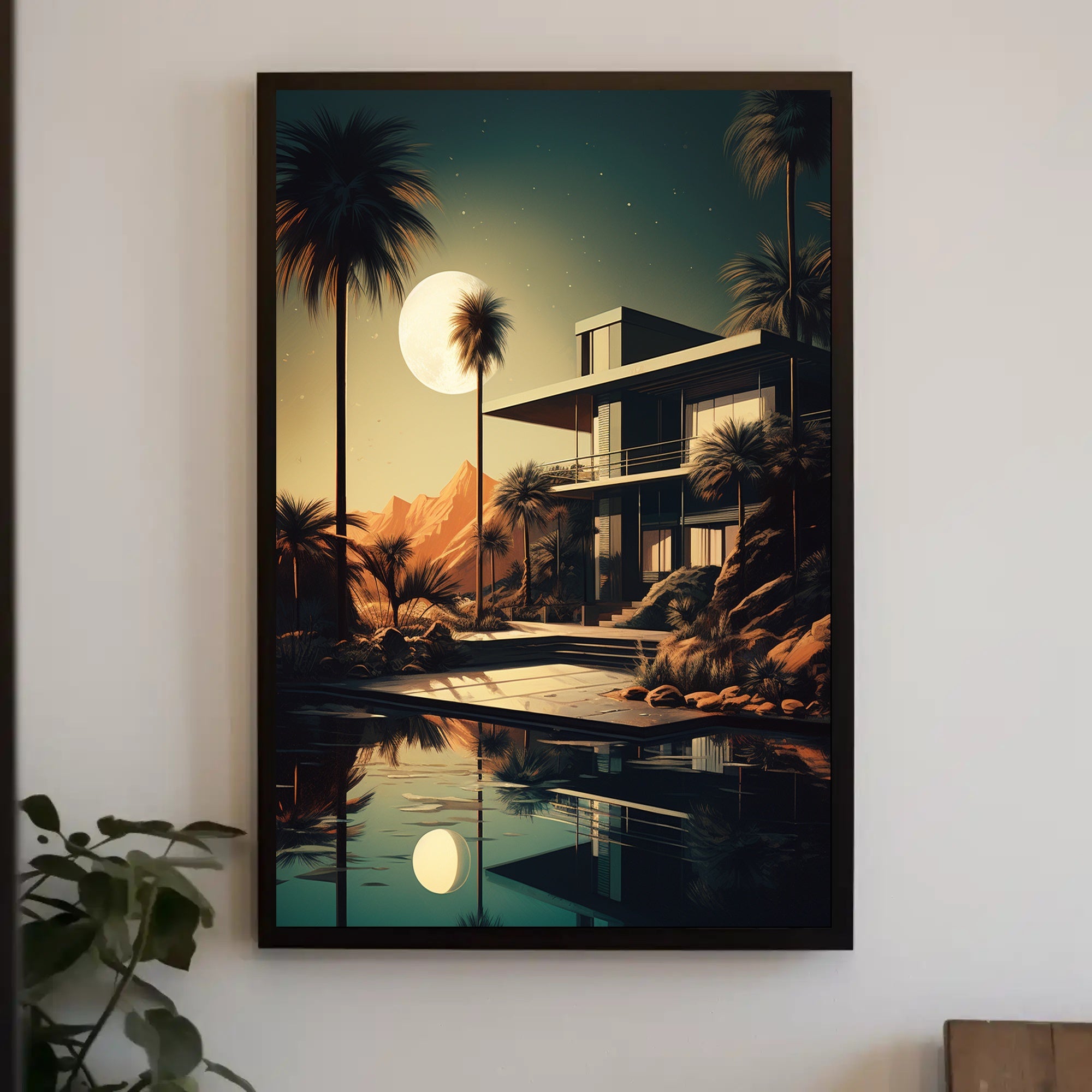 Moonlit Modern Oasis Modern Poster PosterGoat