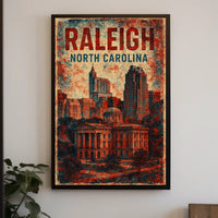 Raleigh Urban Heritage Vintage Travel Lithograph Poster
