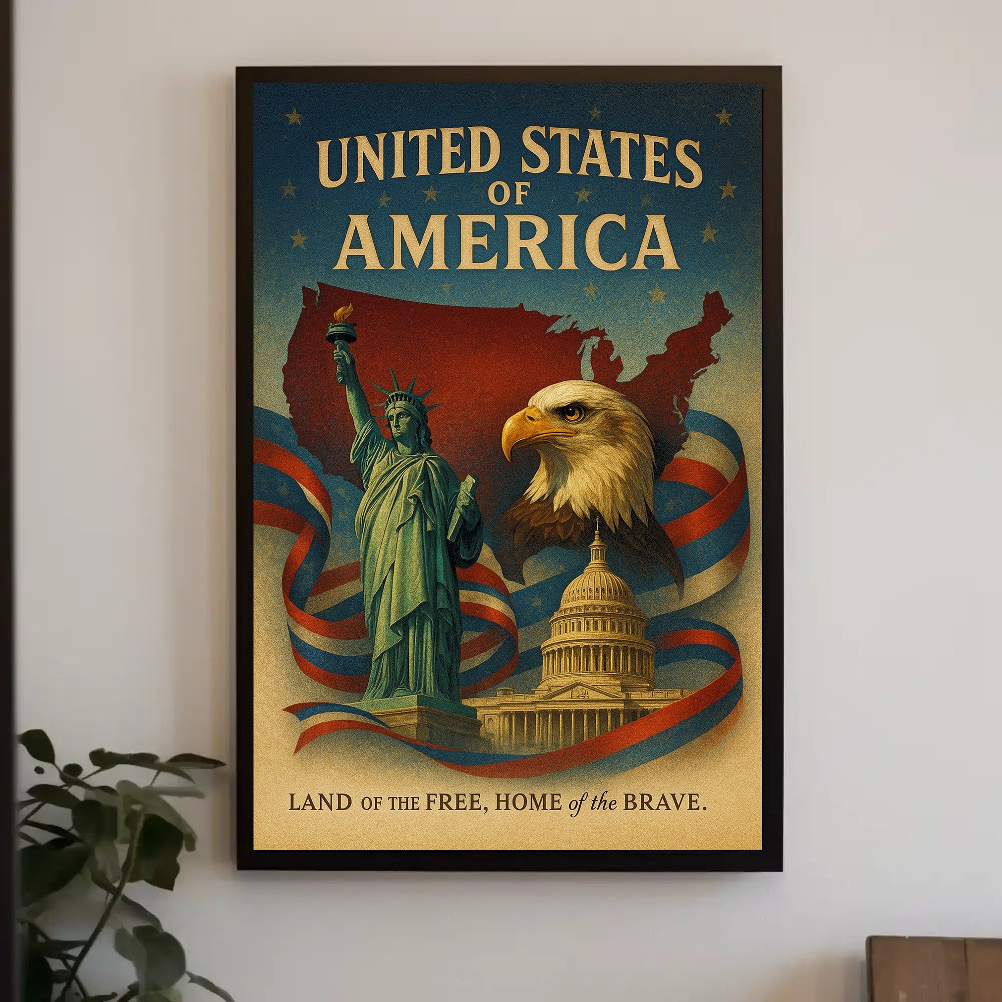 United States of America Land of the Free Poster PosterGoat