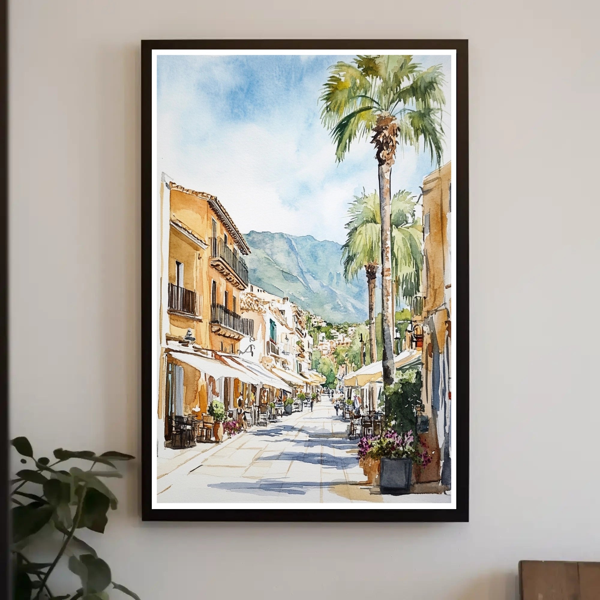 Charming Mediterranean Street Poster PosterGoat