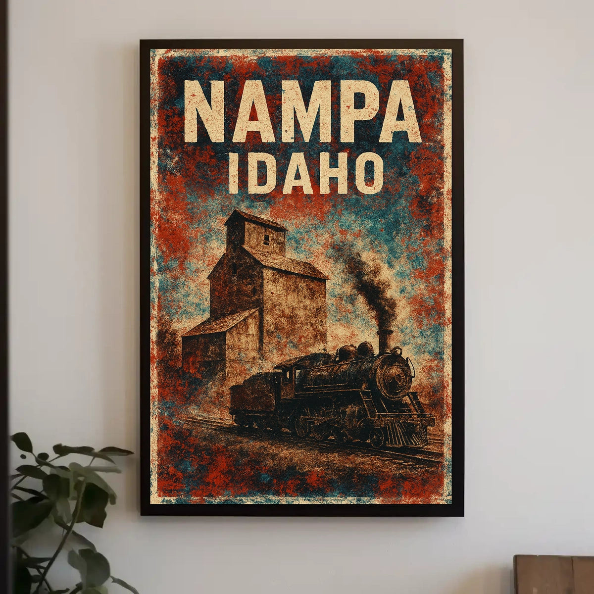 Nampa Idaho Vintage Railway Travel Nostalgia Collection Vintage Heritage Steampunk Retro Poster