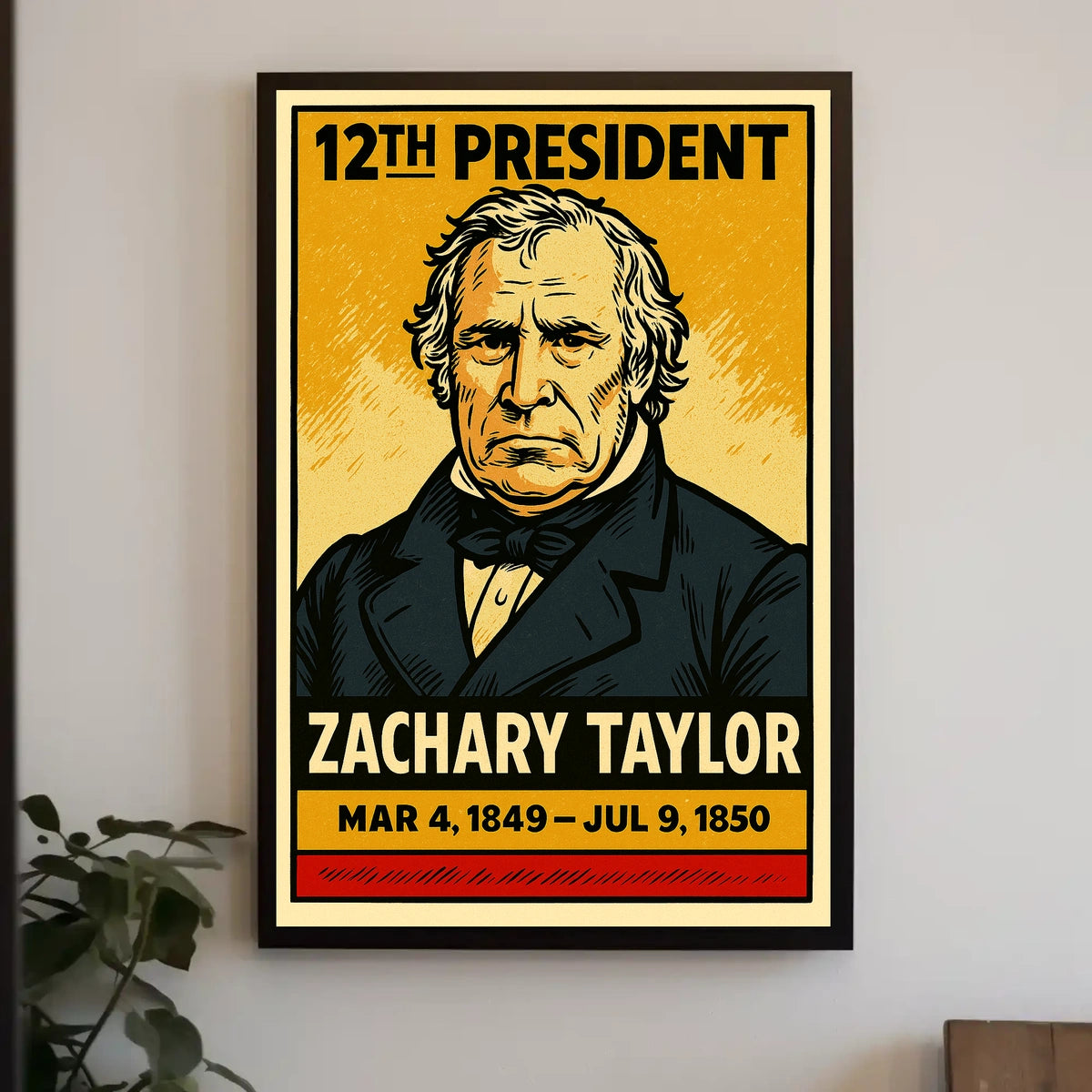 Zachary Taylor 12th President of the United States Inked Comic Style Poster