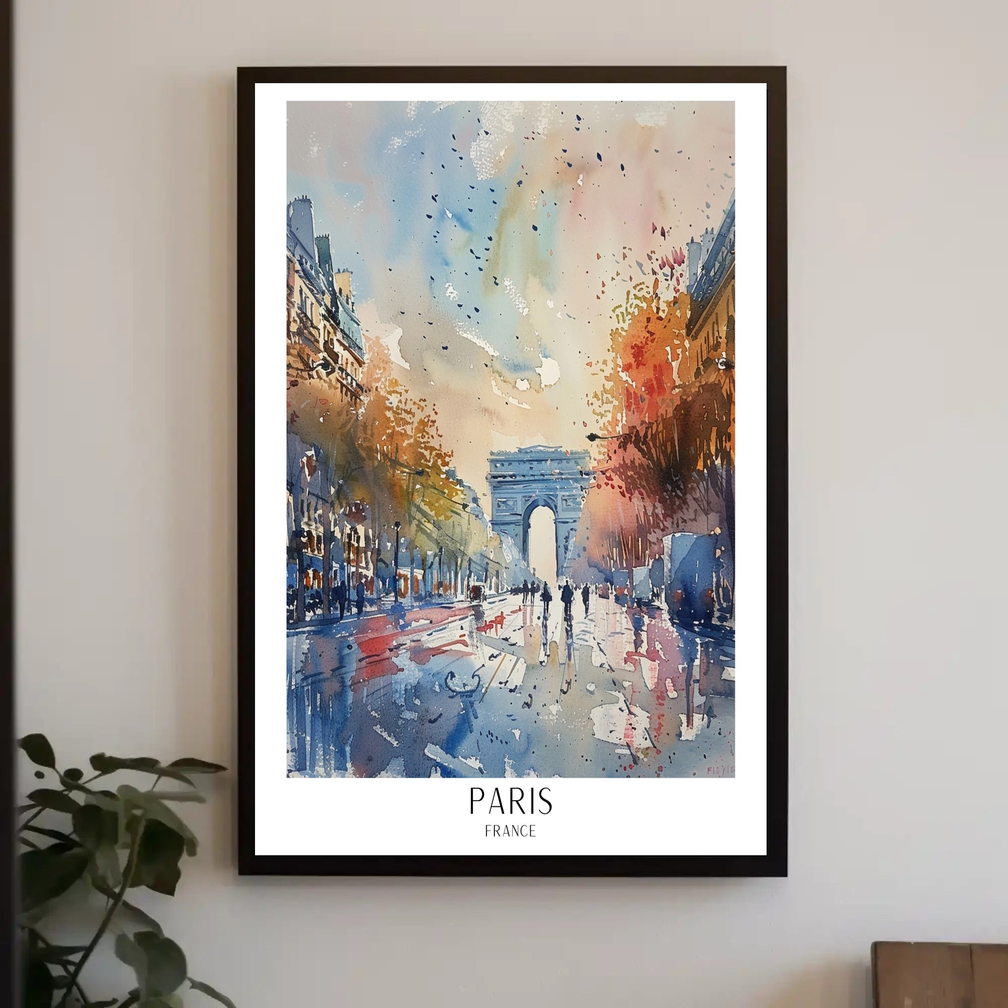 Paris Arc de Triomphe Impressionistic Watercolor Urban or Cityscape Poster PosterGoat