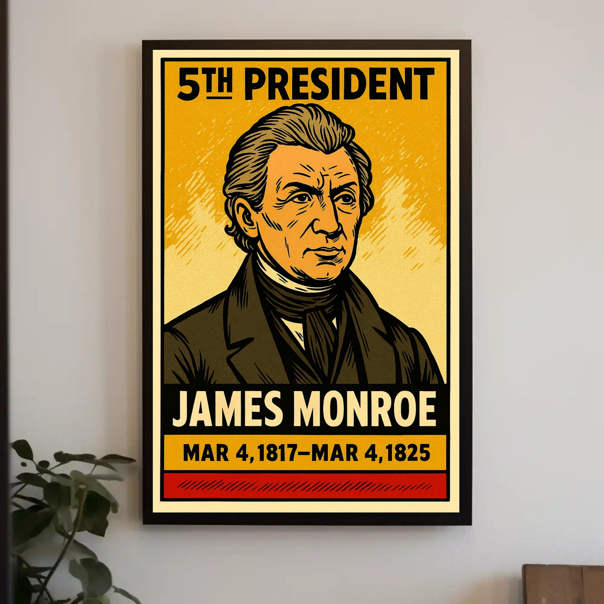 James Monroe 5th President of the United States Inked Comic Style Poster