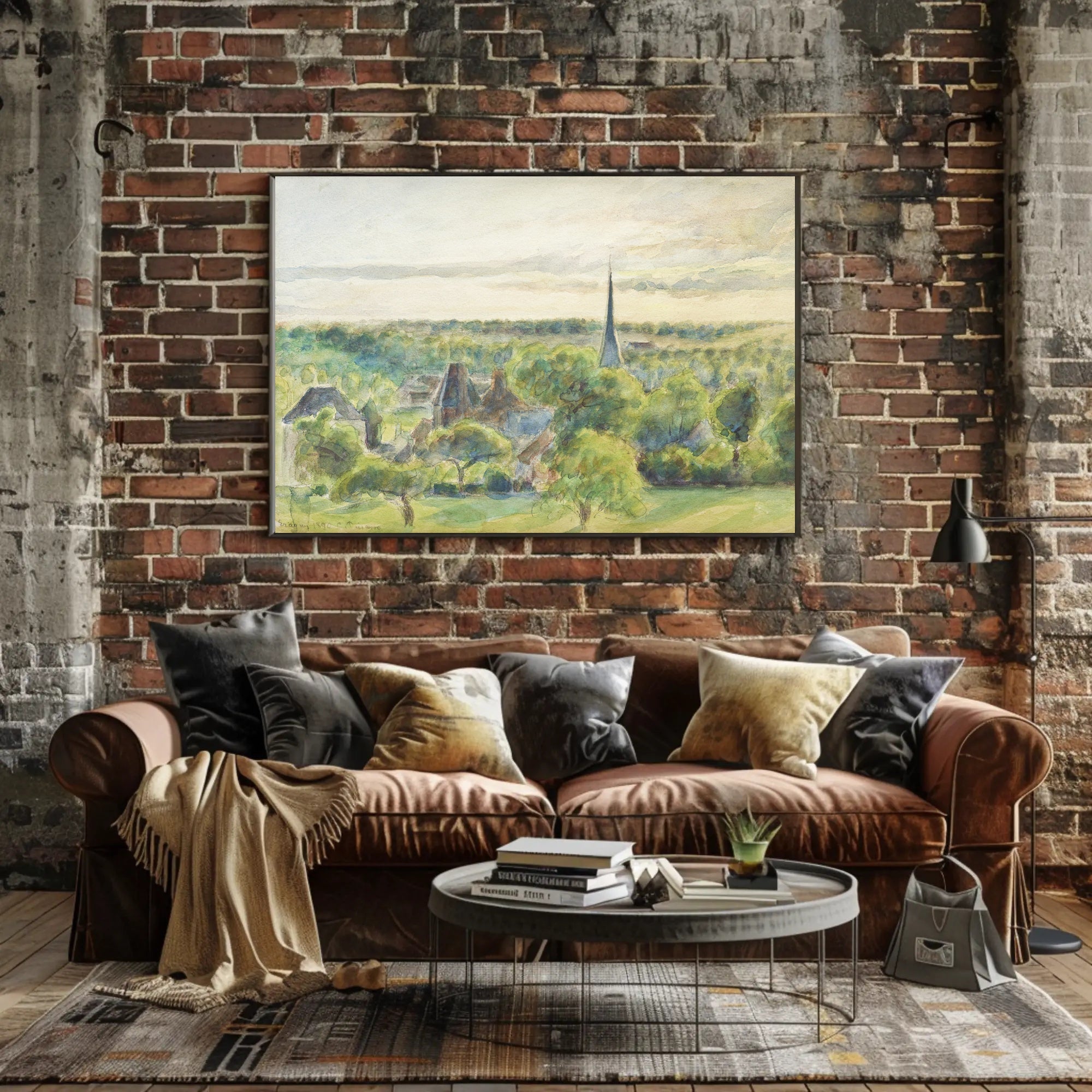 Serene European Village Scene in Artistic Poster