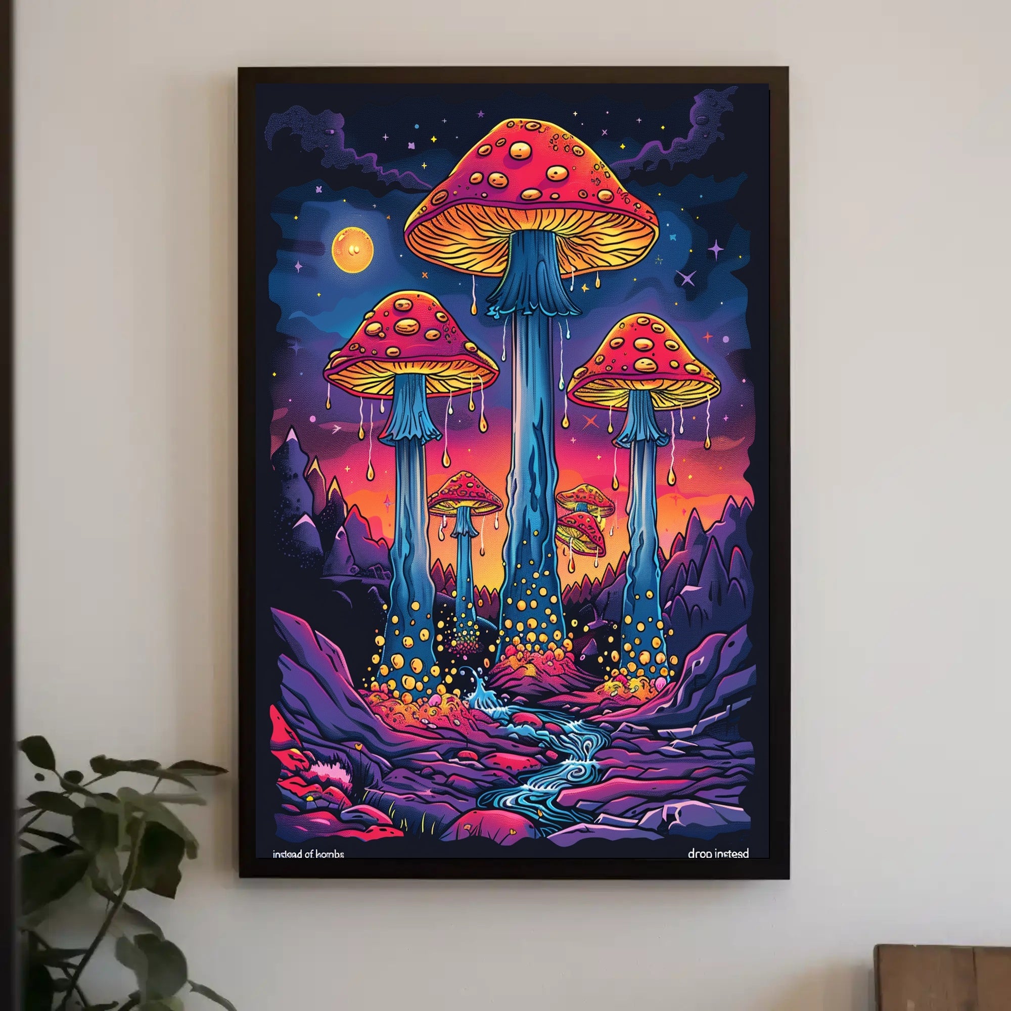 Enchanted Mushroom Landscape Art Print Poster for Home Decor and Nature Lovers PosterGoat