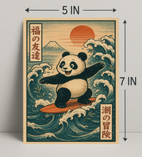 Pandas Surfing Adventure Poster PosterGoat