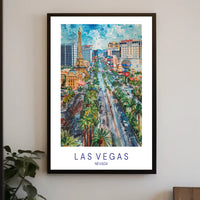 Las Vegas Skyline Watercolor Art Urban or Cityscape Poster PosterGoat
