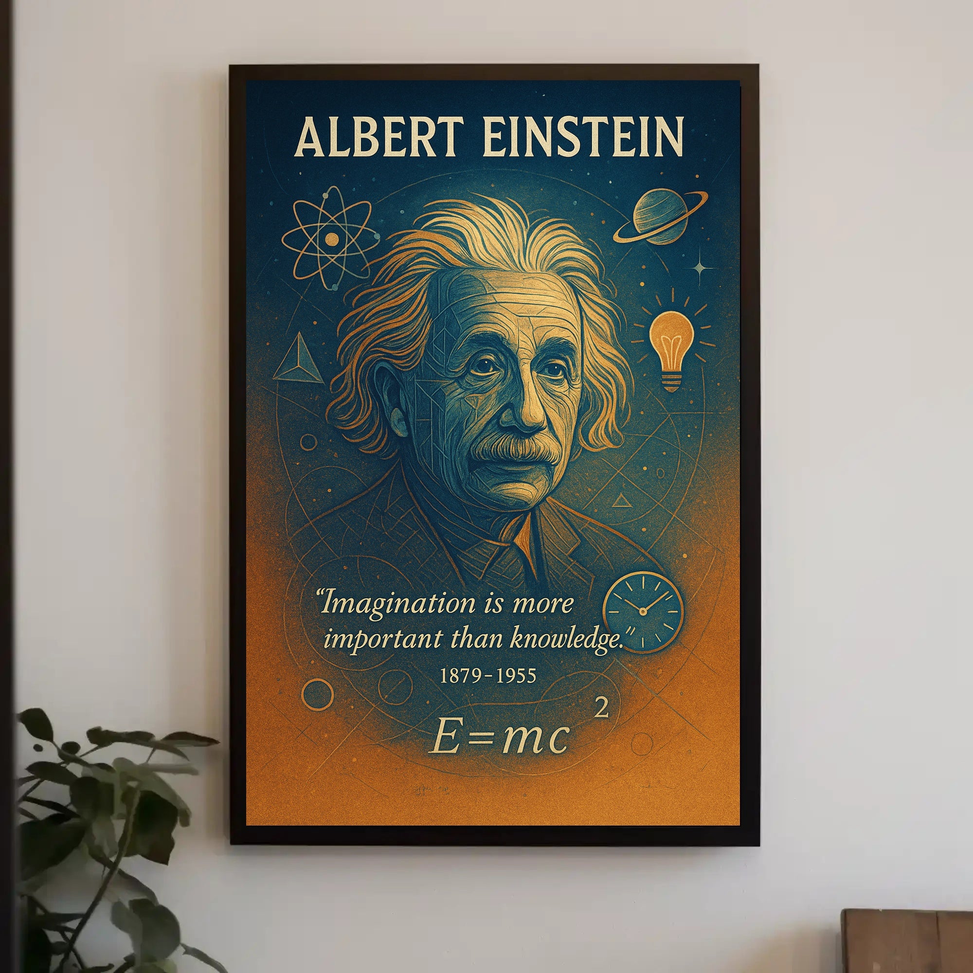 Einstein Inspirational Quote Vintage Art Motivational or Quote Poster