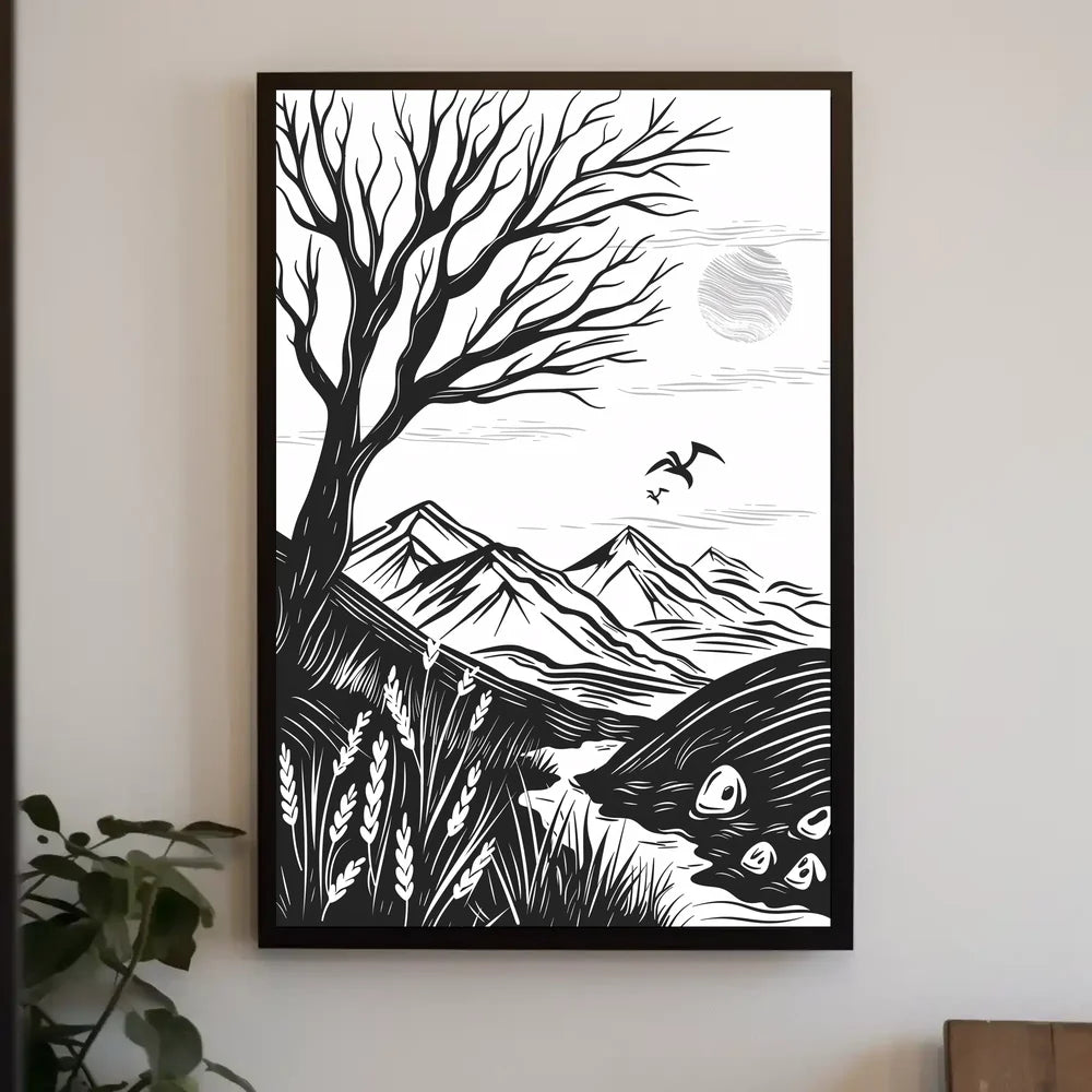 Modern Minimalist "N" Design Art Poster