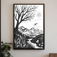 Modern Minimalist "N" Design Art Poster