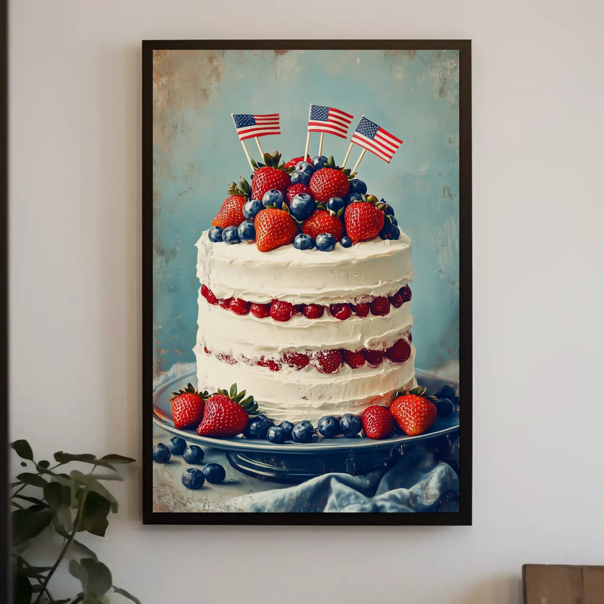 patriotic cake with white icing Poster