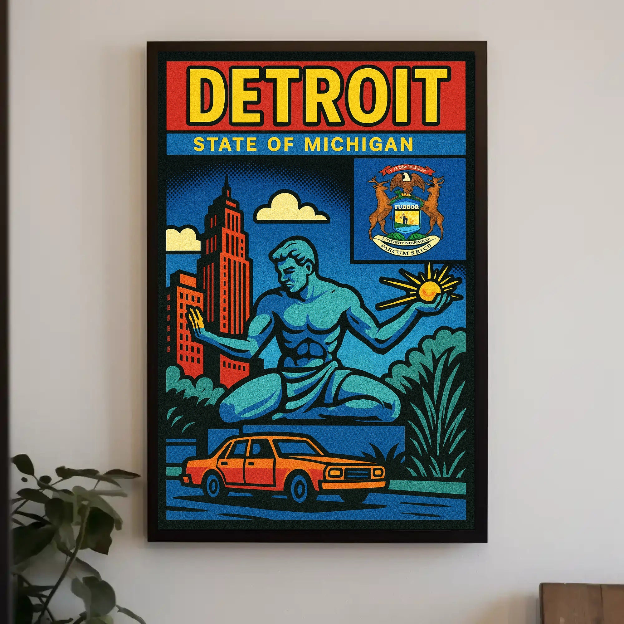 Detroit State of Michigan Poster PosterGoat