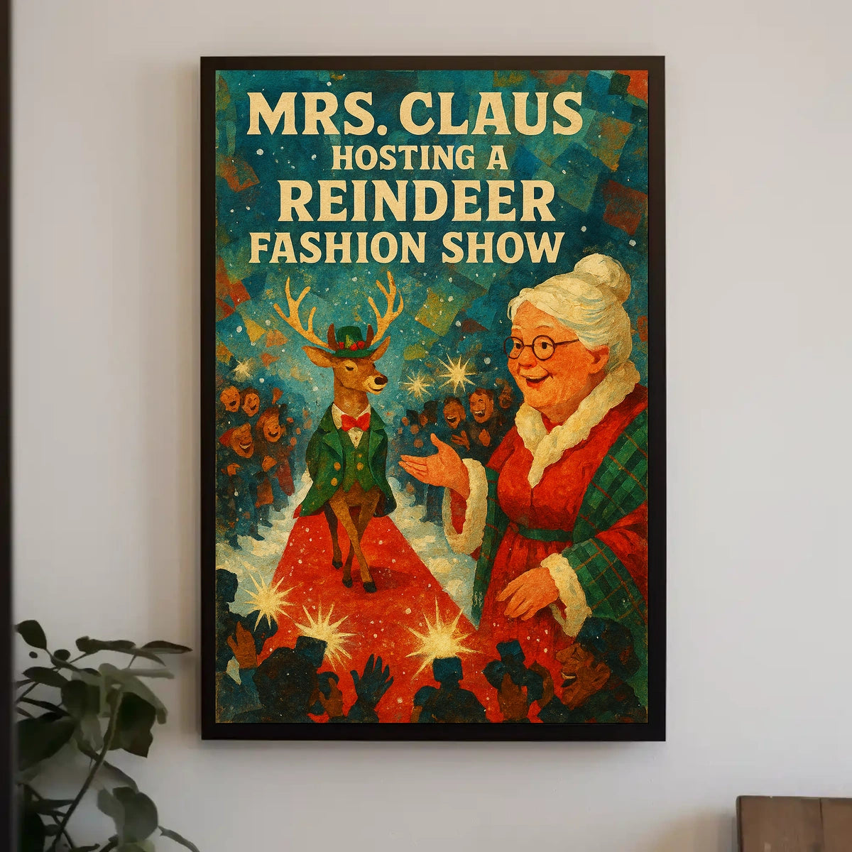 Whimsical Reindeer Fashion Show: Festive Pop Culture Poster