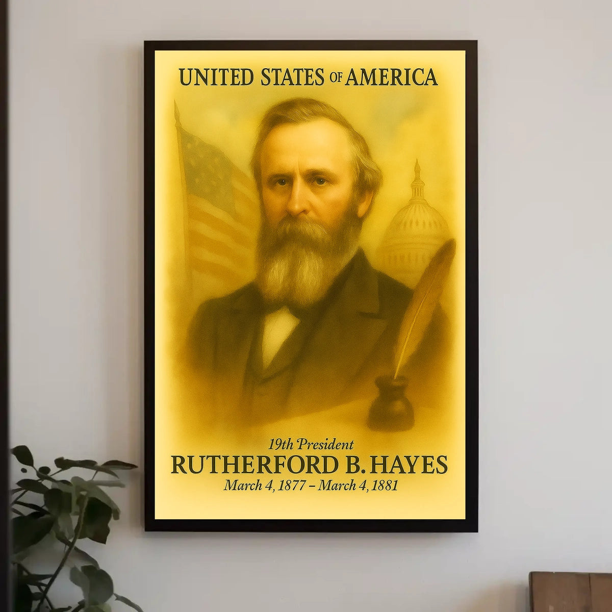 Rutherford B. Hayes 19th President of the United States Vintage Watercolor Poster