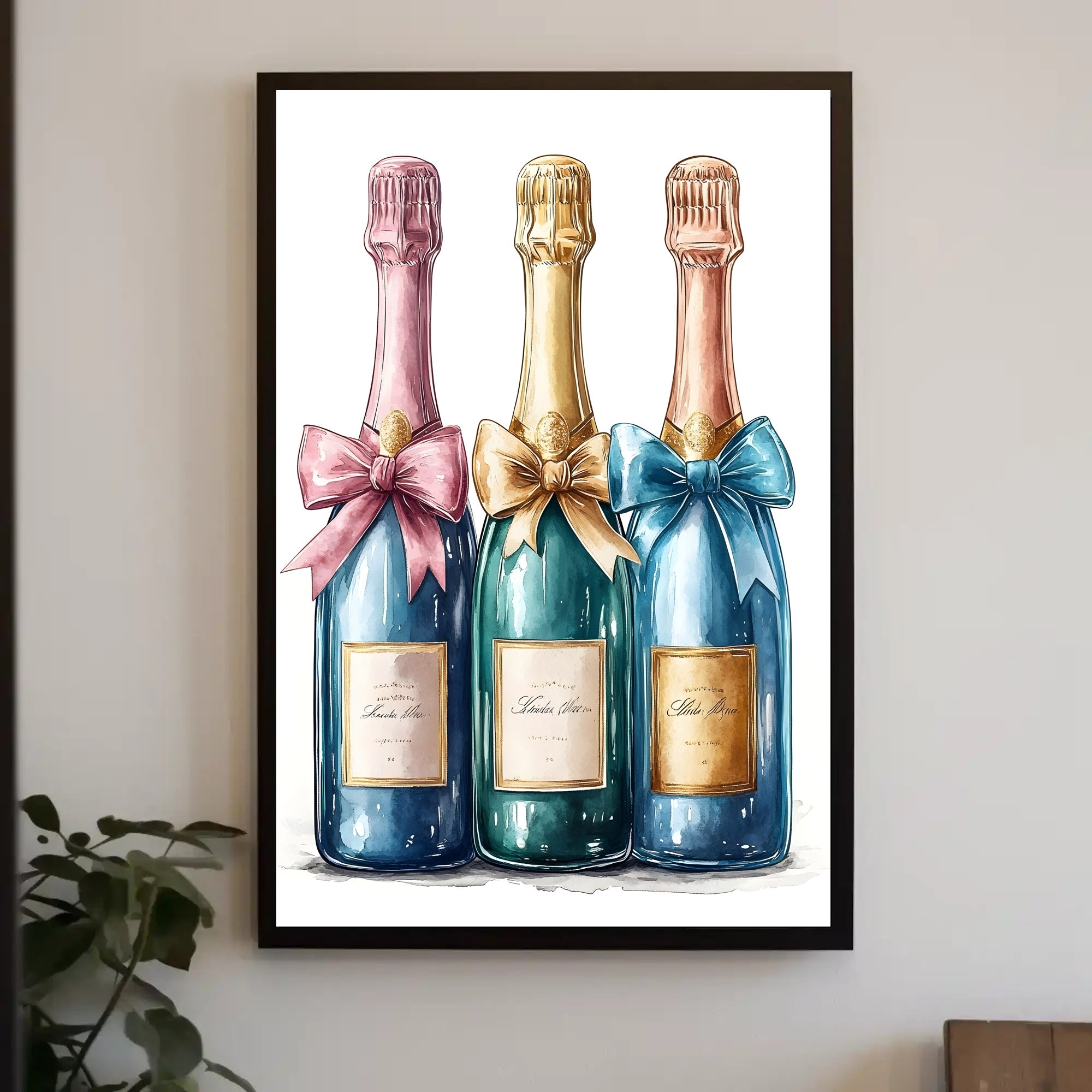 Celebration Bottles Elegant Wall Art Print