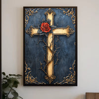 Ornate Cross With Rose Poster