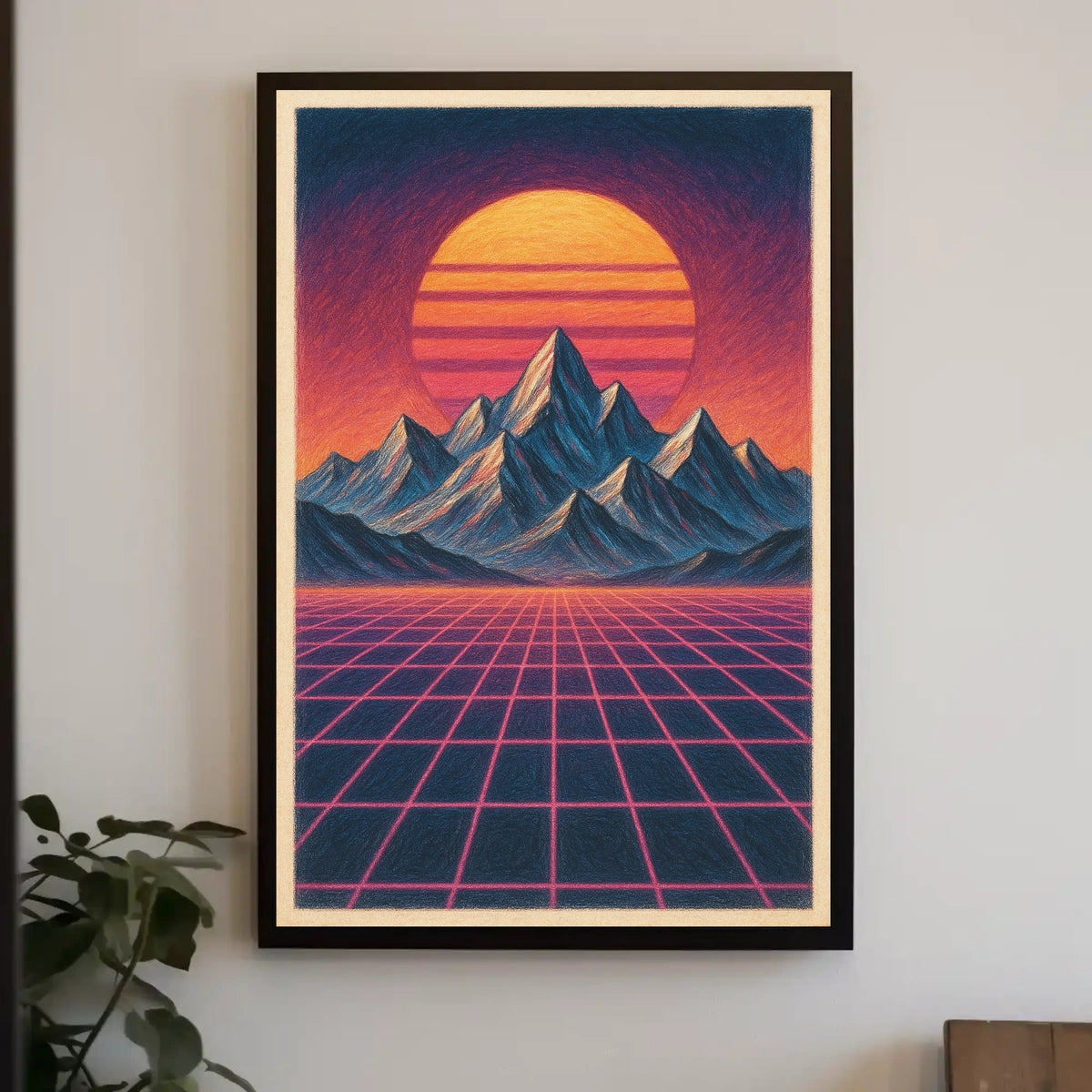 Retro-Futuristic Neon Landscape: Futuristic Sci-Fi Poster