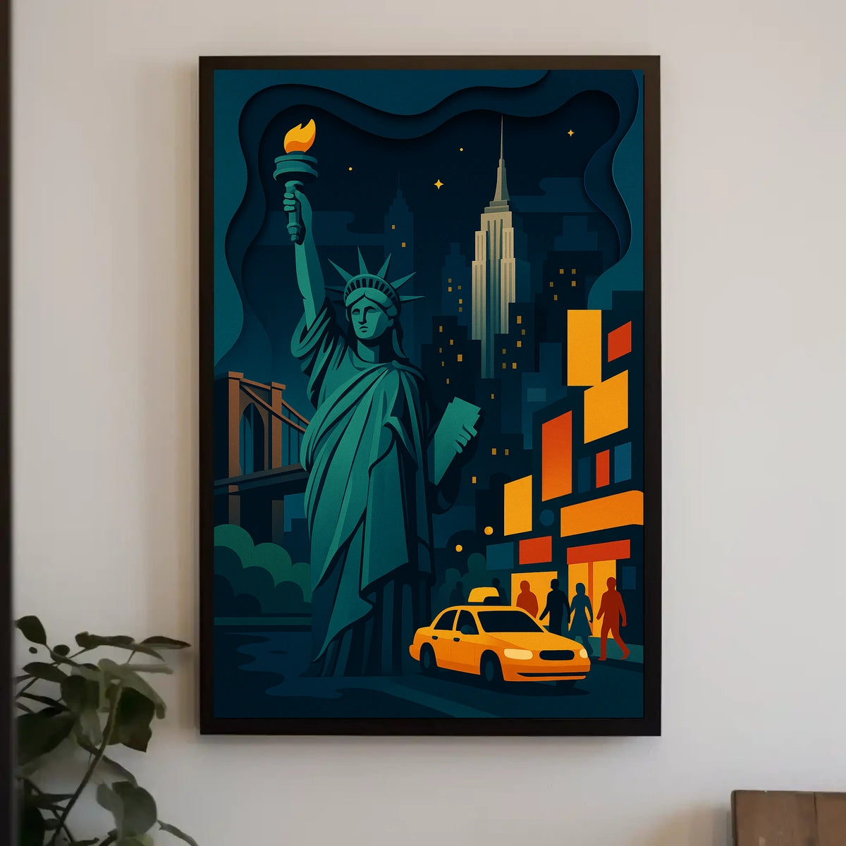 New York City Nightlife Skyline Poster Modern Wall Art