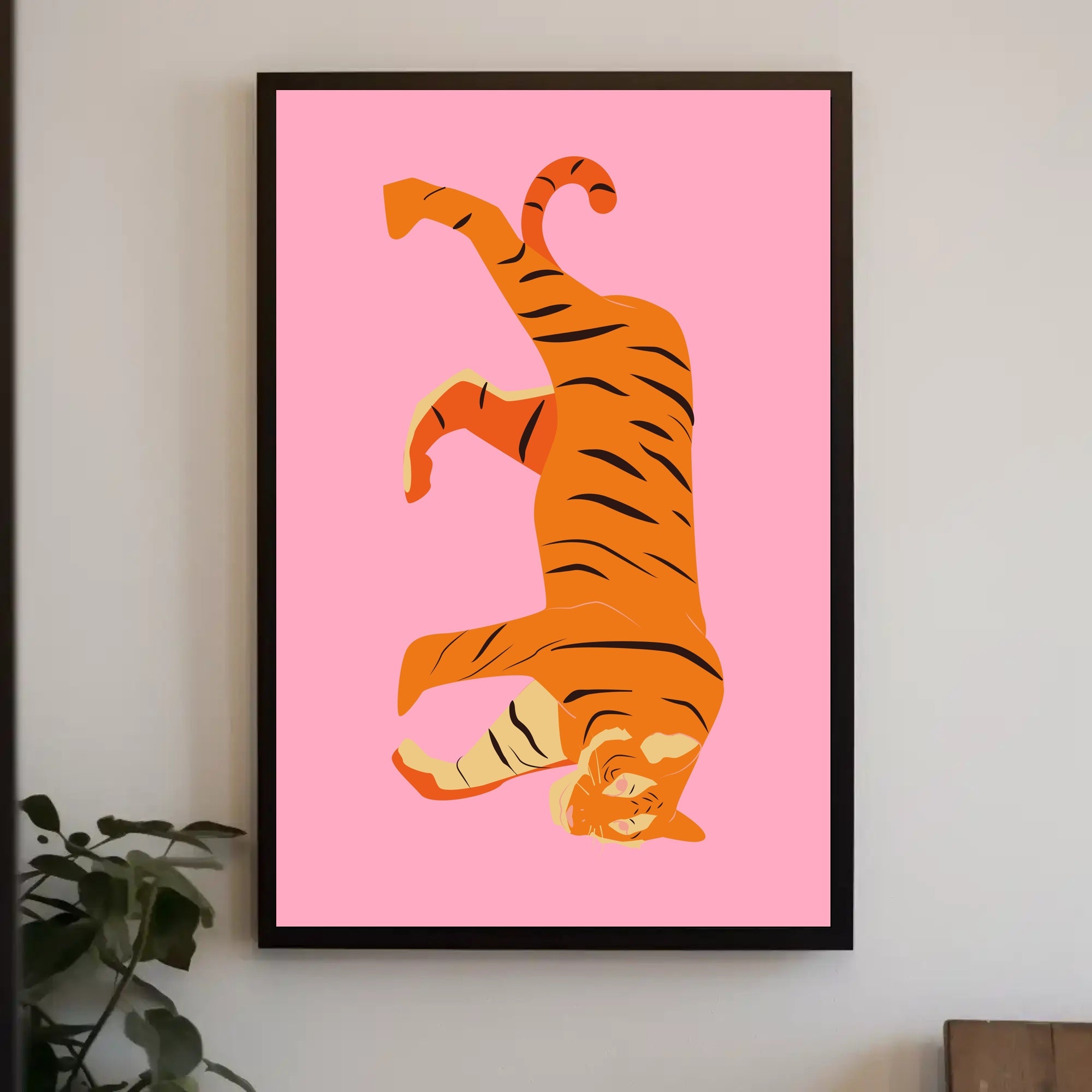 Tiger's Playful Dance: Abstract or Artistic Poster PosterGoat