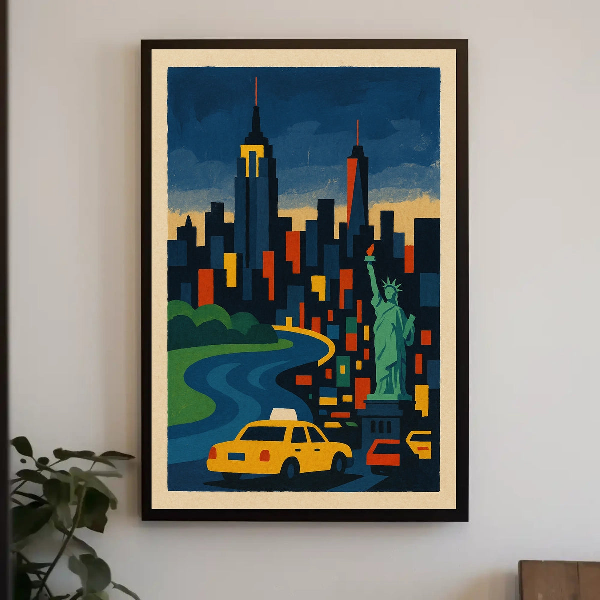 New York City Skyline Poster Modern Urban Vibrant Wall Art