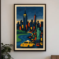 New York City Skyline Poster Modern Urban Vibrant Wall Art