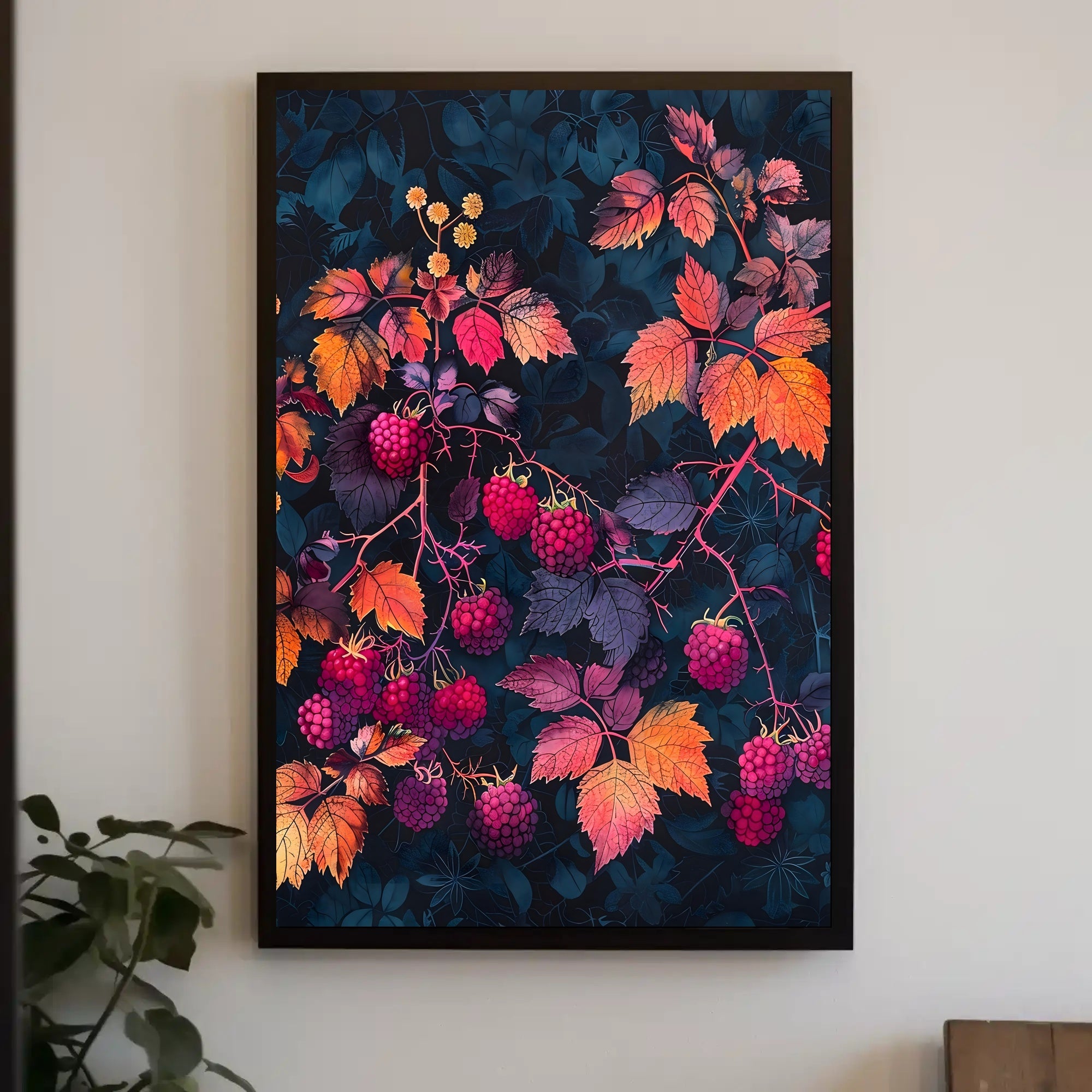 Raspberry Branches Illustration: Abstract or Artistic Poster