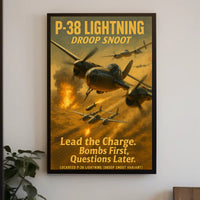 Lockheed P-38 Lightning Droop Snoot WWII Poster