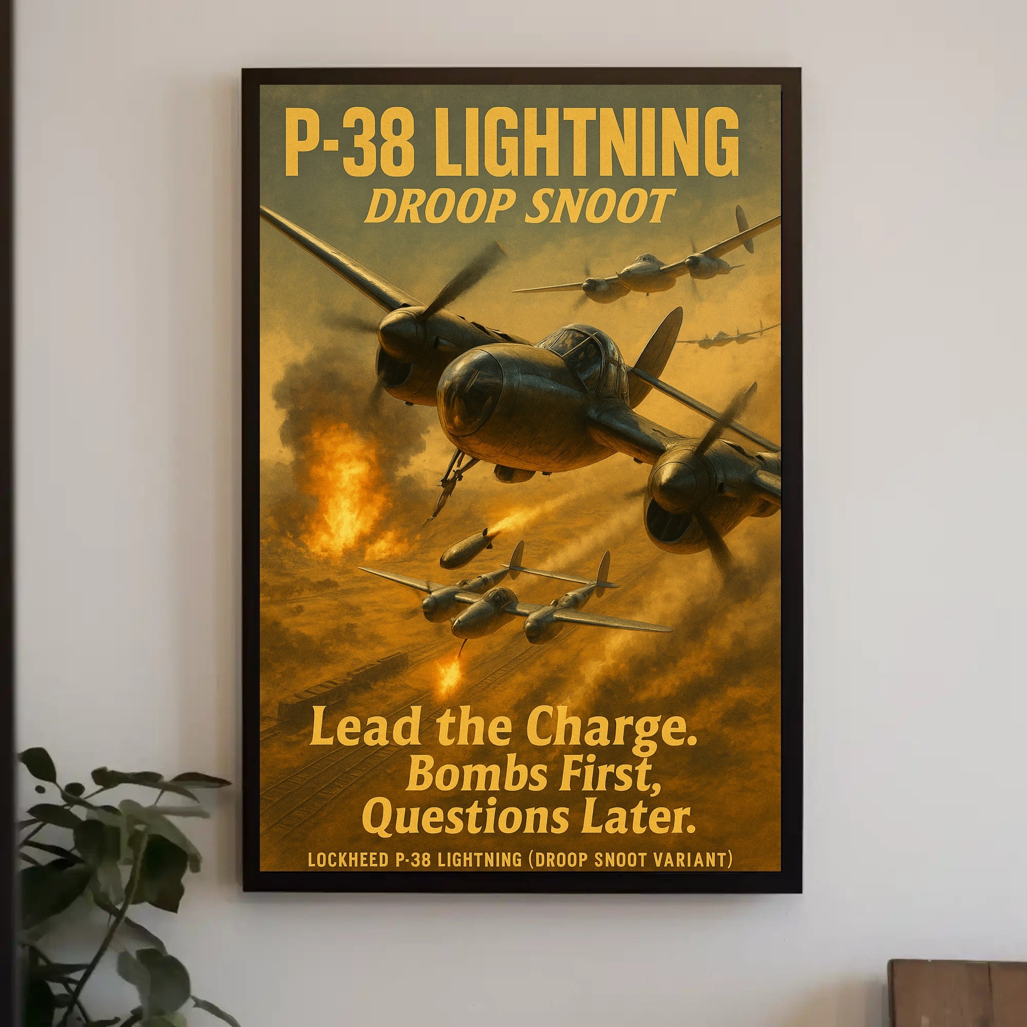 Lockheed P-38 Lightning Droop Snoot WWII Poster