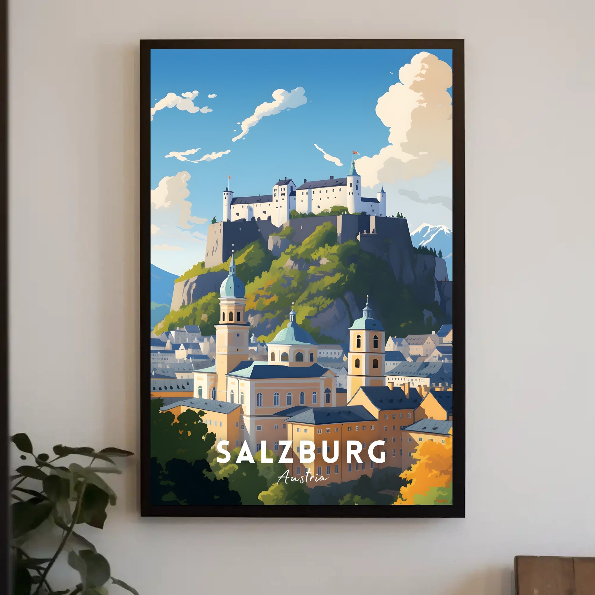 Salzburg Fortress Scenic Print Travel Poster