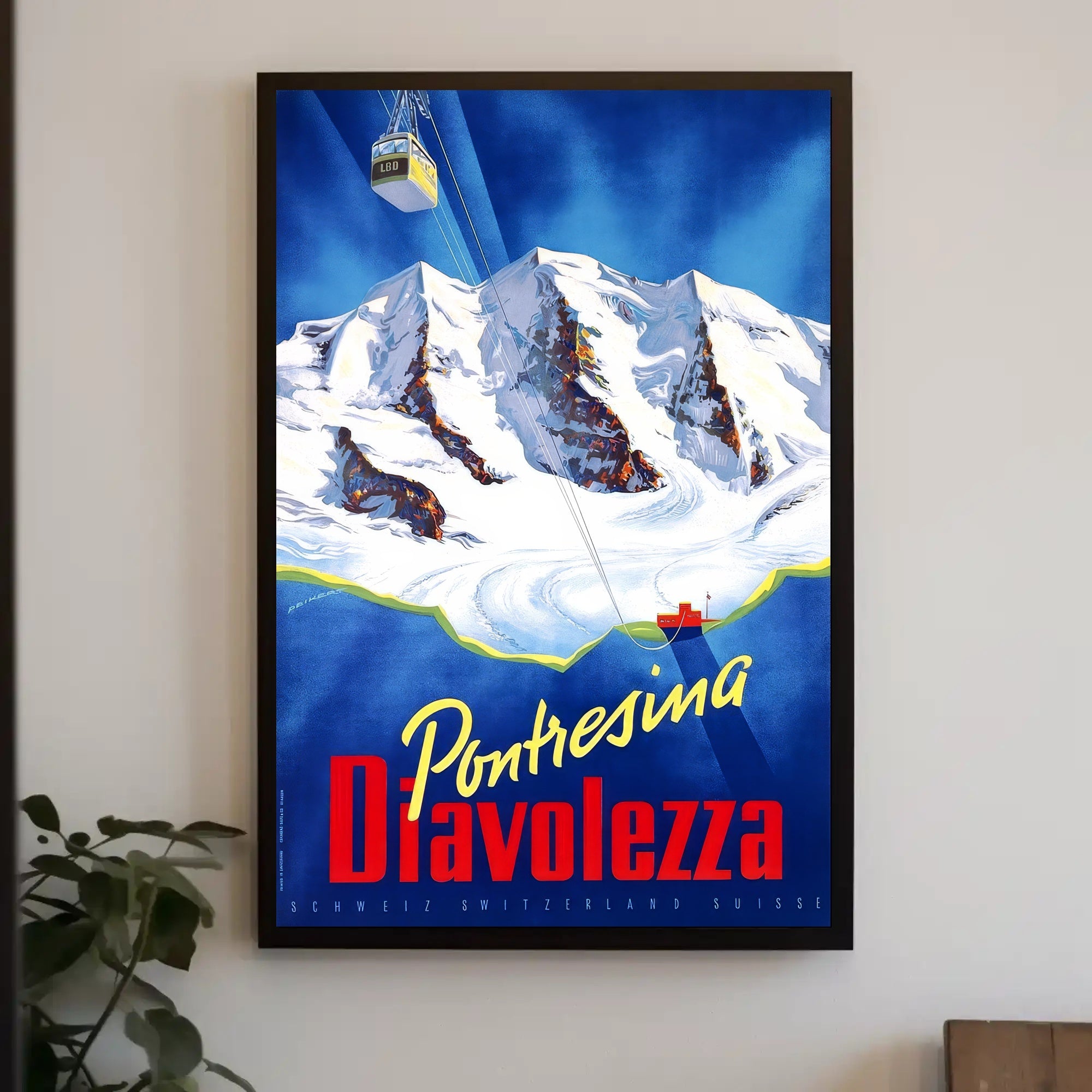 Pontresina Diavolezza Vintage Travel Adventure Poster PosterGoat