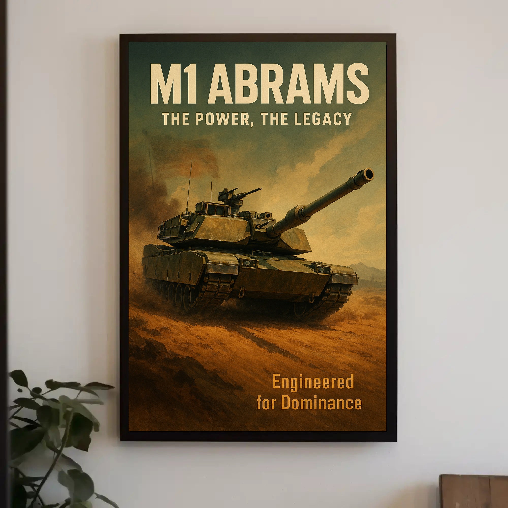 M1 Abrams Military Poster Vintage Tank Wall Art