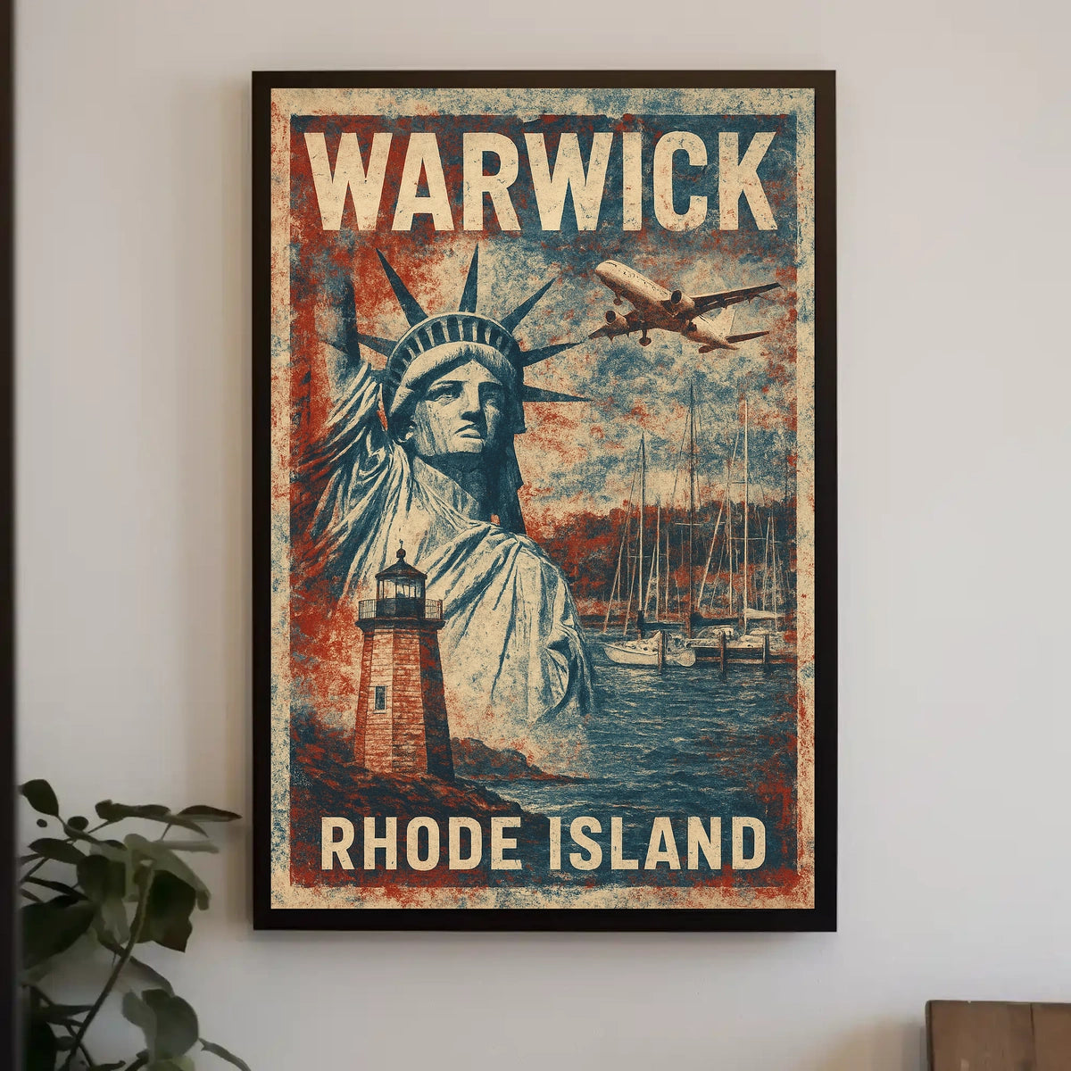 Warwick Rhode Island Vintage Travel Wanderlust Poster