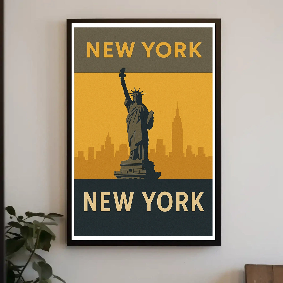 New York Skyline Silhouette Poster Vintage Wall Art