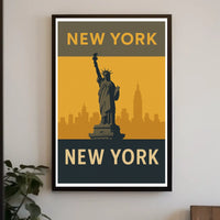 New York Skyline Silhouette Poster Vintage Wall Art